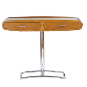 meuble en bois vintage console avec tiroirs pieds inox pour entrée, salon.