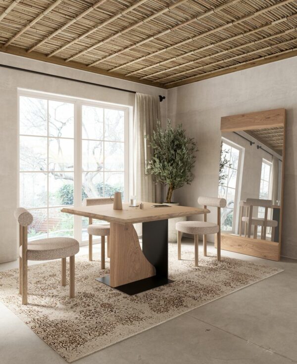 table de salle à manger carrée bois et métal design