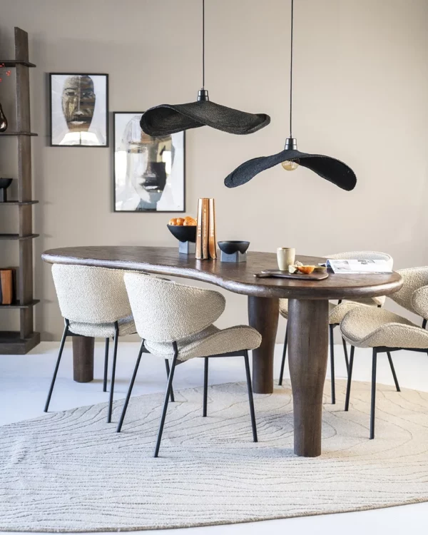 table originale en bois forme arrondie vague ondulée design meuble moderne design bois&deco