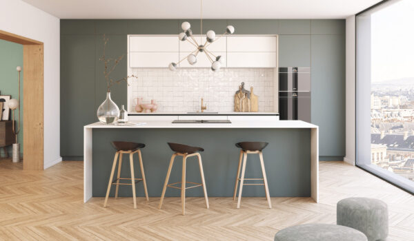 cuisine sur-mesure vert et blanc
