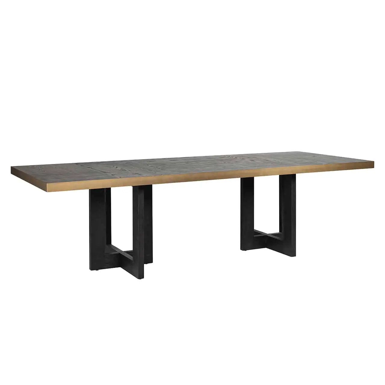 Table moderne bois brut et pied argent métal chromé - KENSINGTON