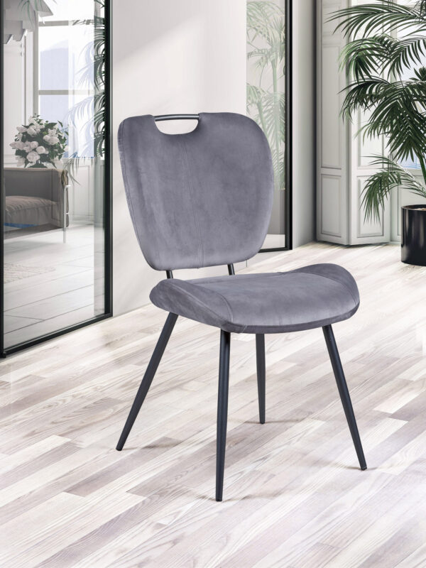 Chaise velours gris souris