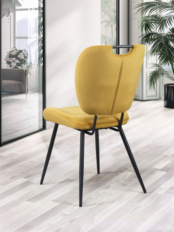 Chaise velours jaune moutarde