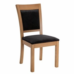 Chaise bois en chêne massif tissu marron noir
