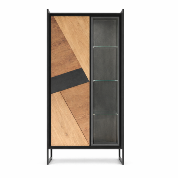 Vitrine GRAFFIK en metal et chêne de chez Meubles Couture