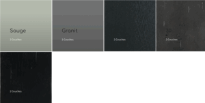 Teintes disponibles pour les meubles fabriqués par les Ateliers de Langres