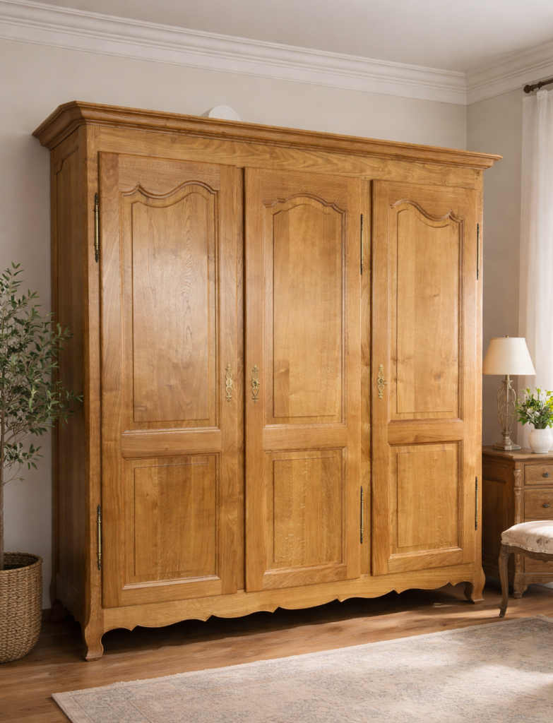 Fabrication d'une armoire sur mesure style Louis XV en chêne massif
